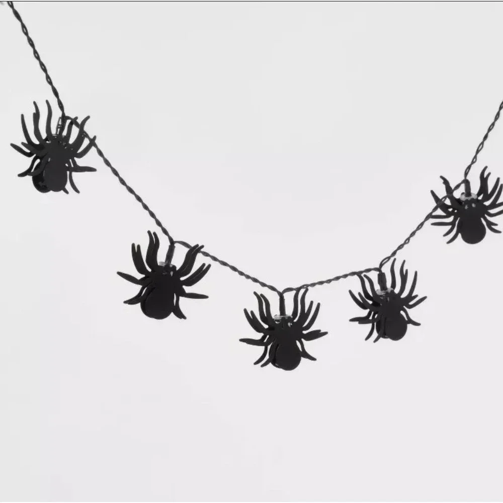 10 ct LED Metal Spider Halloween‎ String Lights Purple Hyde & EEK New